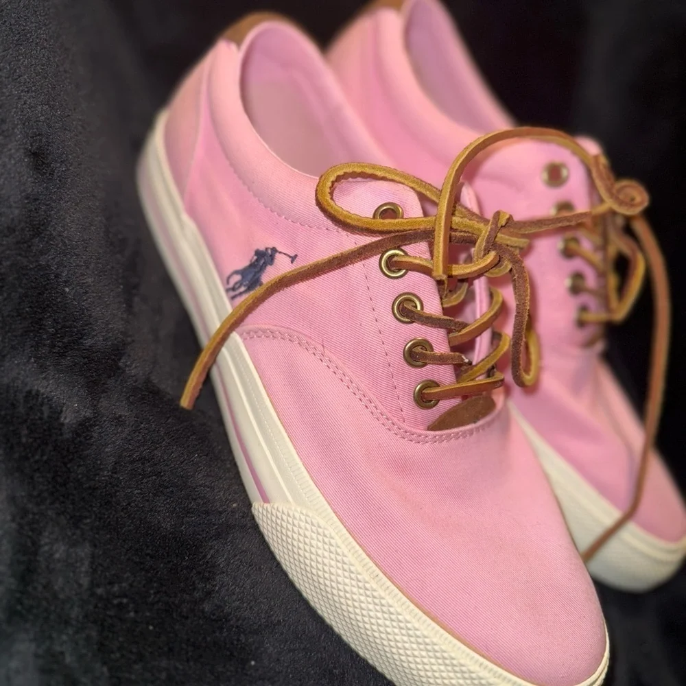 Polo by Ralph Lauren Pink and Brown Sneakers with Iconic Logo